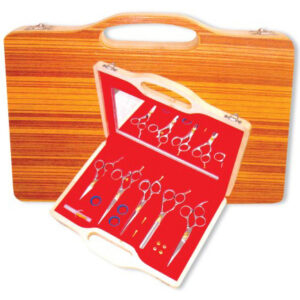 Barber Scissor Kit with wooden box.